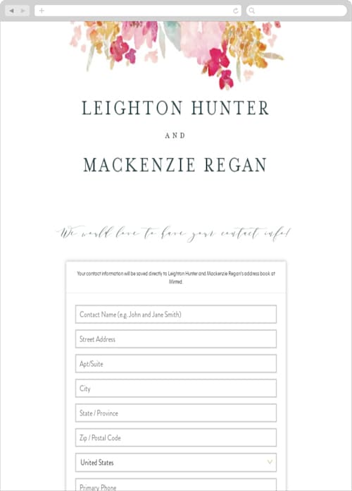 This is a petal digital wedding address collection cards by Grace Kreinbrink called spring garden printing on digital paper in standard