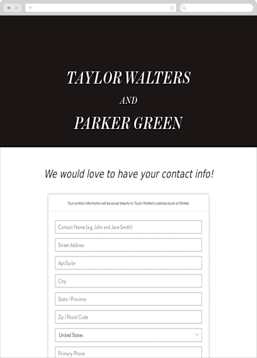 This is a noir digital wedding address collection cards by Drango Design called slanted printing on digital paper in standard