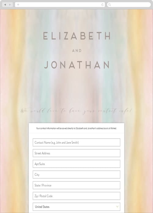 This is a dawn digital wedding address collection cards by Grace Kreinbrink called off shore printing on digital paper in standard