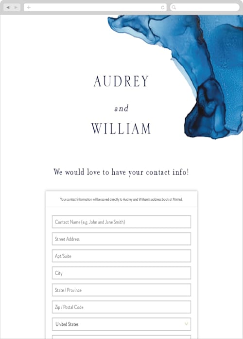 This is a sea blue digital wedding address collection cards by Erin Deegan called blue tides printing on digital paper in standard