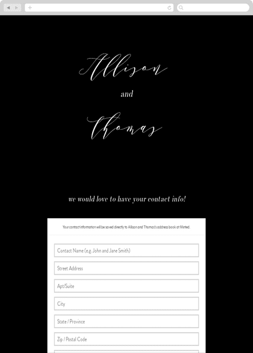 This is a noir digital wedding address collection cards by Kimberly FitzSimons called perspective printing on digital paper in standard