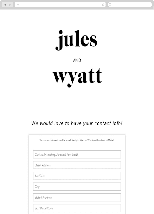 This is a silk digital wedding address collection cards by Annie Clark called nolita printing on digital paper in standard
