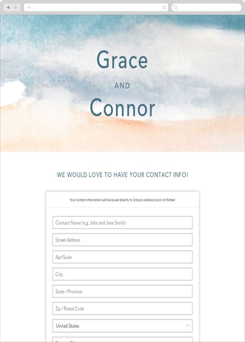 This is a cortez digital wedding address collection cards by Jenny Partrite called sea and sand printing on digital paper in standard