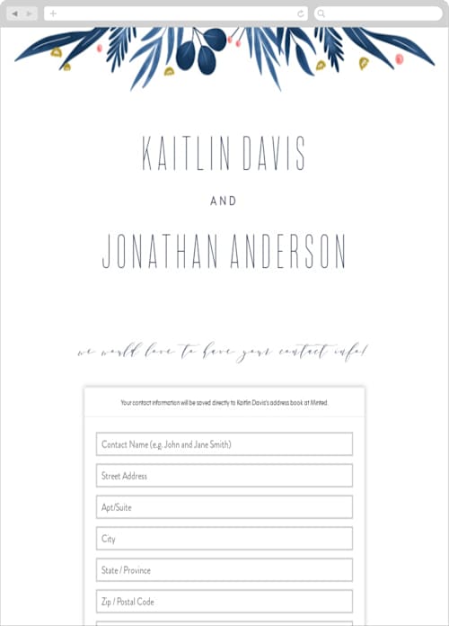 This is a seaside digital wedding address collection cards by Joanna Griffin called paradise printing on digital paper in standard