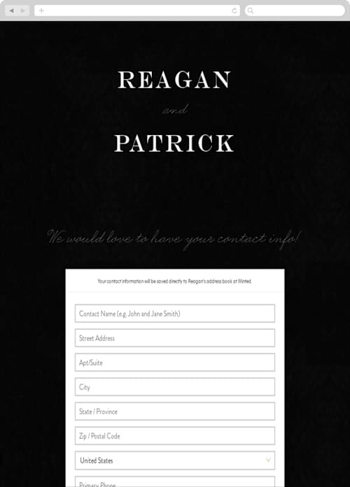 This is a charcoal digital wedding address collection cards by Meagan Christensen called library square printing on digital paper in standard