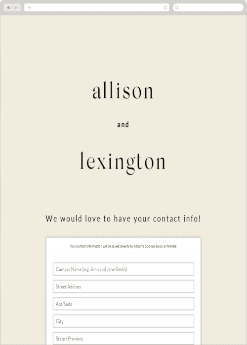 This is a latte digital wedding address collection cards by Jennifer Lew called lineup printing on digital paper in standard