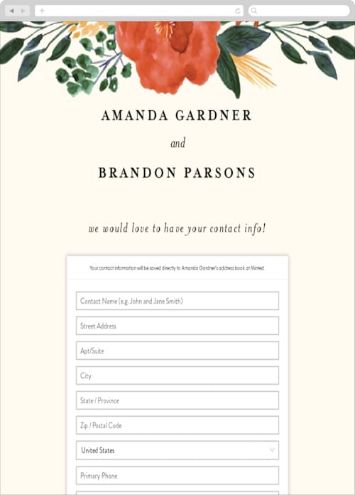 This is a bloom digital wedding address collection cards by Beth Schneider called flourishing printing on digital paper in standard