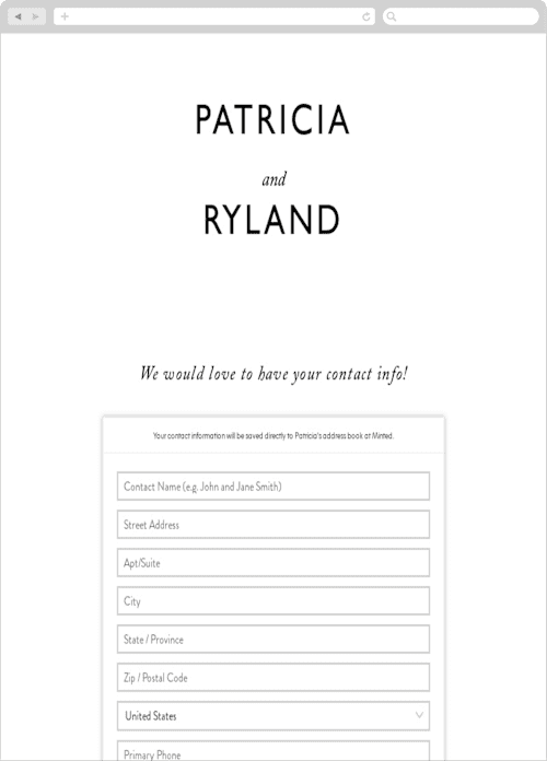 This is a snow digital wedding address collection cards by That Girl Press called ordered grace printing on digital paper in standard