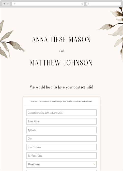 This is a sable digital wedding address collection cards by Chris Griffith called rural romance printing on digital paper in standard