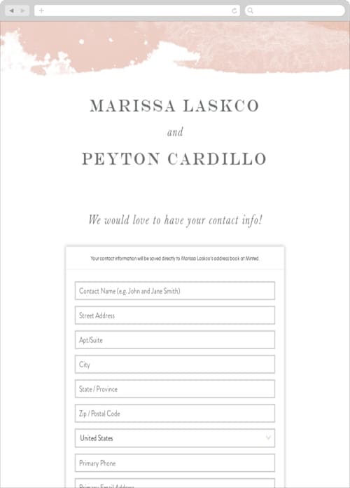 This is a blush digital wedding address collection cards by Jennifer Wick called overlapping printing on digital paper in standard