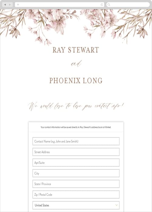 This is a sunset digital wedding address collection cards by Phrosné Barwood called ring box printing on digital paper in standard