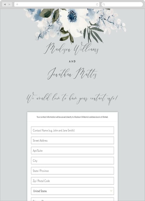 This is a marine digital wedding address collection cards by Chris Griffith called nantucket romance printing on digital paper in standard