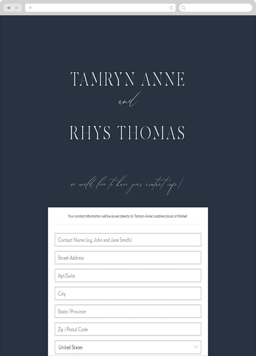 This is a nightfall digital wedding address collection cards by Jula Paper Co. called waltz printing on digital paper in standard