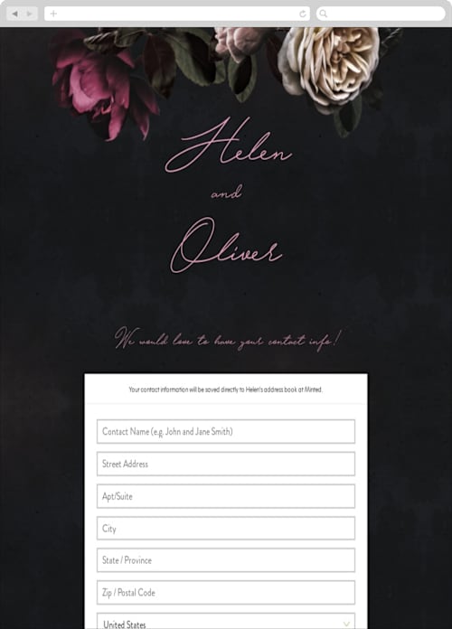 This is a hot pink digital wedding address collection cards by Design Lotus called crazy in love printing on digital paper in standard