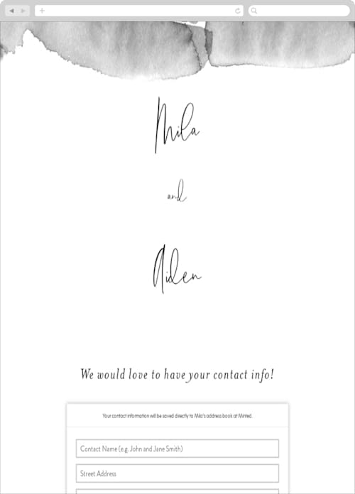 This is a ink digital wedding address collection cards by Design Lotus called moxie printing on digital paper in standard