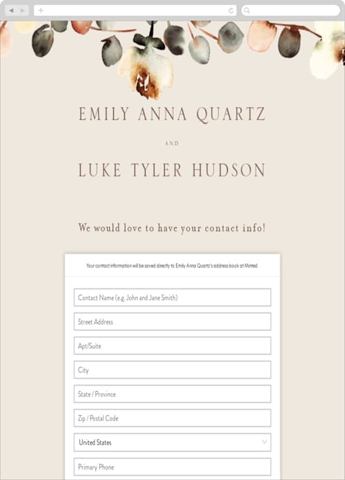 This is a autumn digital wedding address collection cards by Petra Kern called bella mia printing on digital paper in standard