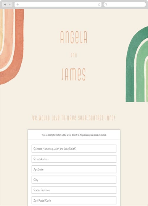 This is a cactus digital wedding address collection cards by Pink House Press called double rainbow printing on digital paper in standard