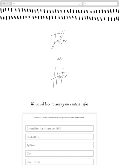 This is a black tie digital wedding address collection cards by Laura Hamm called landscape printing on digital paper in standard