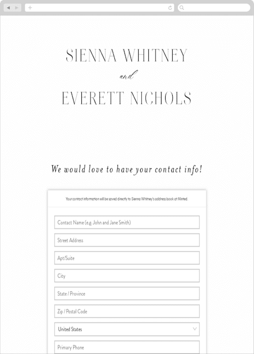 This is a sugar digital wedding address collection cards by Jessica Williams called sienna printing on digital paper in standard