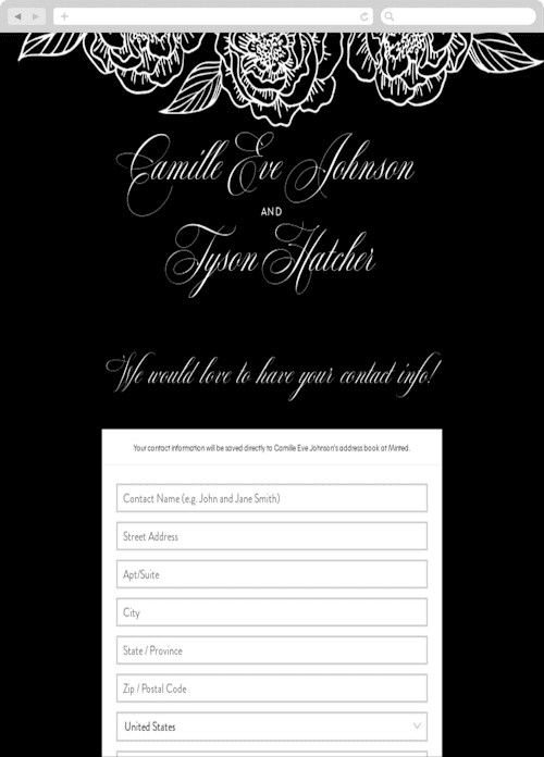This is a tuxedo digital wedding address collection cards by Jill Means called our moment printing on digital paper in standard