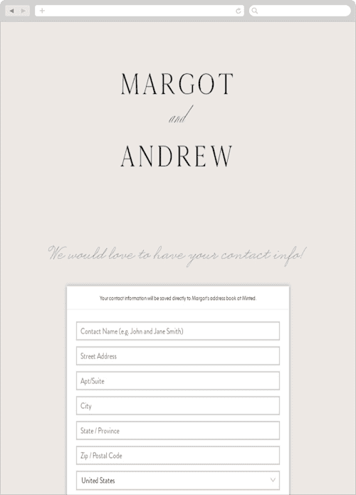 This is a cream digital wedding address collection cards by Carolyn MacLaren called classic monogram printing on digital paper in standard