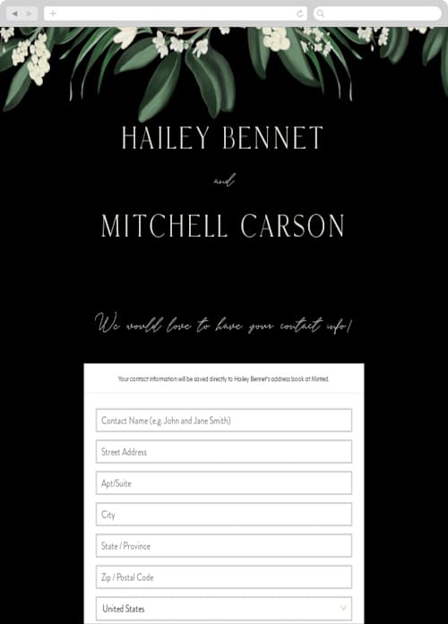 This is a obsidian digital wedding address collection cards by Kaydi Bishop called meander printing on digital paper in standard
