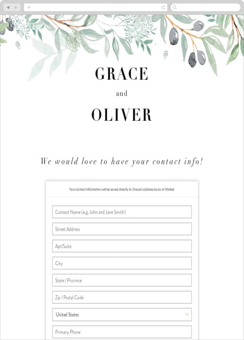 This is a olive digital wedding address collection cards by Bonjour Paper called olivier printing on digital paper in standard