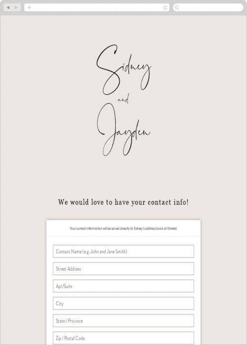 This is a ivory digital wedding address collection cards by Cass Loh called stylist script printing on digital paper in standard