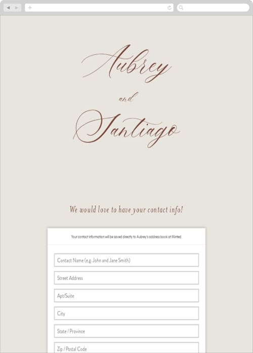 This is a nutmeg digital wedding address collection cards by Nicole Barreto called streamlined printing on digital paper in standard