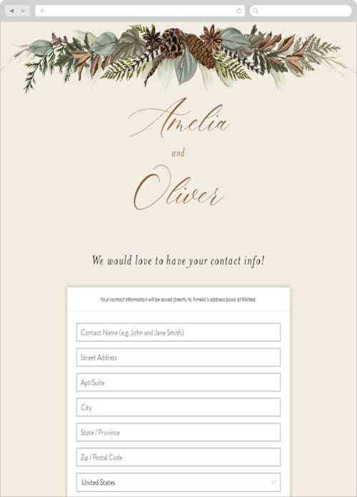 This is a birch digital wedding address collection cards by Susan Moyal called woodland garden printing on digital paper in standard