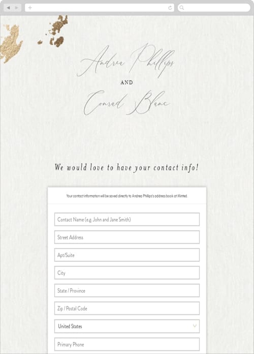 This is a cream digital wedding address collection cards by Design Lotus called far and away printing on digital paper in standard