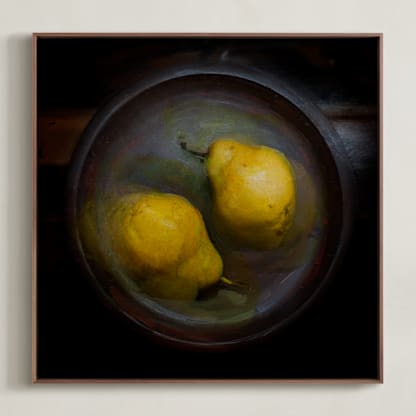Two Pears in a Wooden Bowl