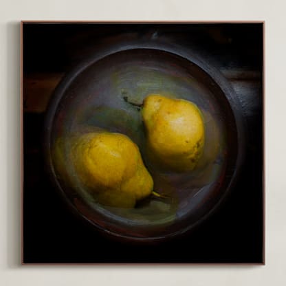 Two Pears in a Wooden Bowl
