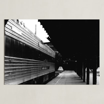 Black and White Train Platform