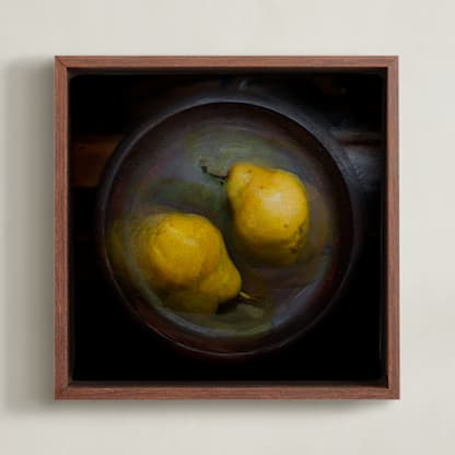Two Pears in a Wooden Bowl