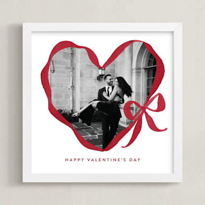 Ribbon Bow Heart: Square Framed Photo