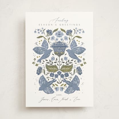 Peaceful Folk Floral Doves