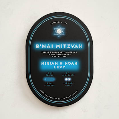 Neon Glow - B’nai / Bat / Bar Mitzvah Invitation