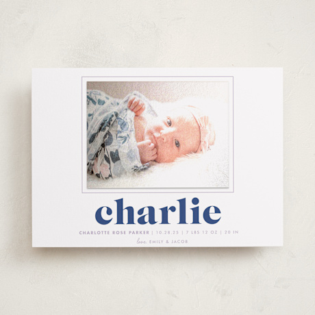 Letterpress Birth Announcement Photo Mount Cards