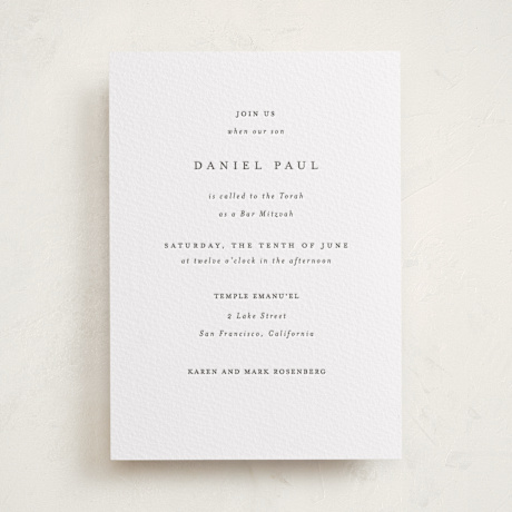 Letterpress Bar and Bat Mitzvah Invitations