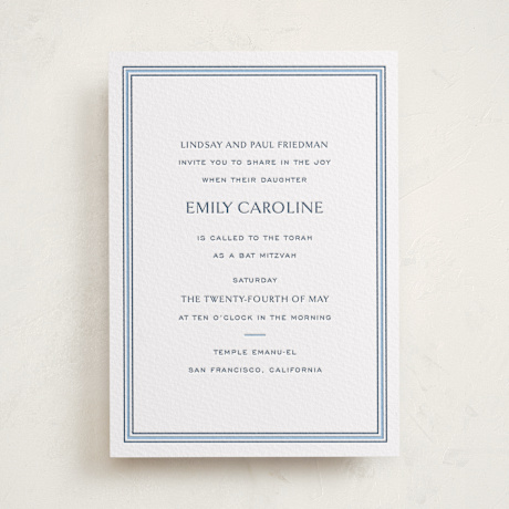 Letterpress Bar and Bat Mitzvah Invitations
