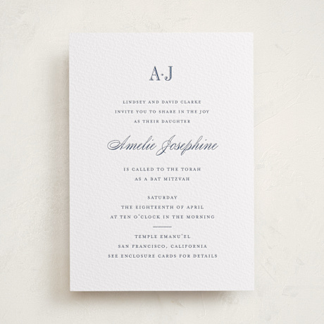 Letterpress Bar and Bat Mitzvah Invitations