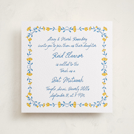 Letterpress Bar and Bat Mitzvah Invitations