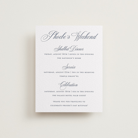 Letterpress Bar and Bat Mitzvah Direction Cards