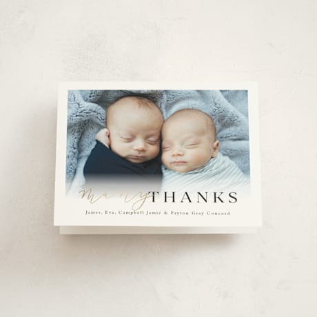 Foil-Pressed Birth Announcement Thank You Cards