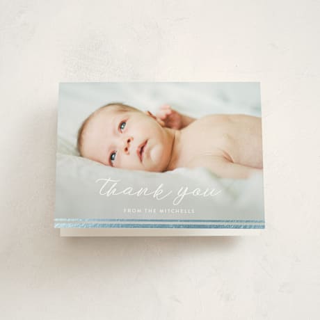 Foil-Pressed Birth Announcement Thank You Cards