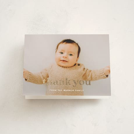 Foil-Pressed Birth Announcement Thank You Cards