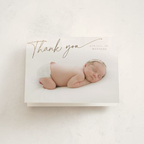 Foil-Pressed Birth Announcement Thank You Cards