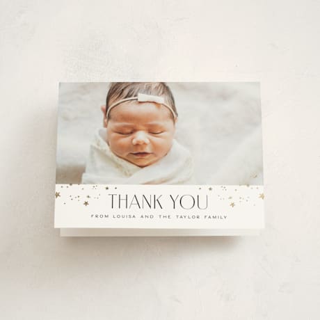Foil-Pressed Birth Announcement Thank You Cards