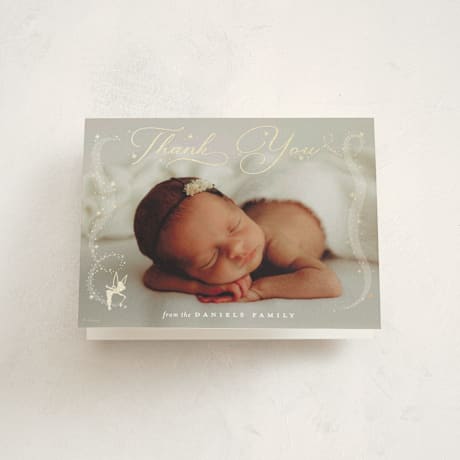 Foil-Pressed Birth Announcement Thank You Cards